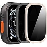 Suoman 2-Pack for Apple Watch Ultra 3/2/1 49mm Privacy Screen Protector, [Anti-peeping] Tempered Glass Ultra-Thin Full Coverage protective film -Black+Titanium