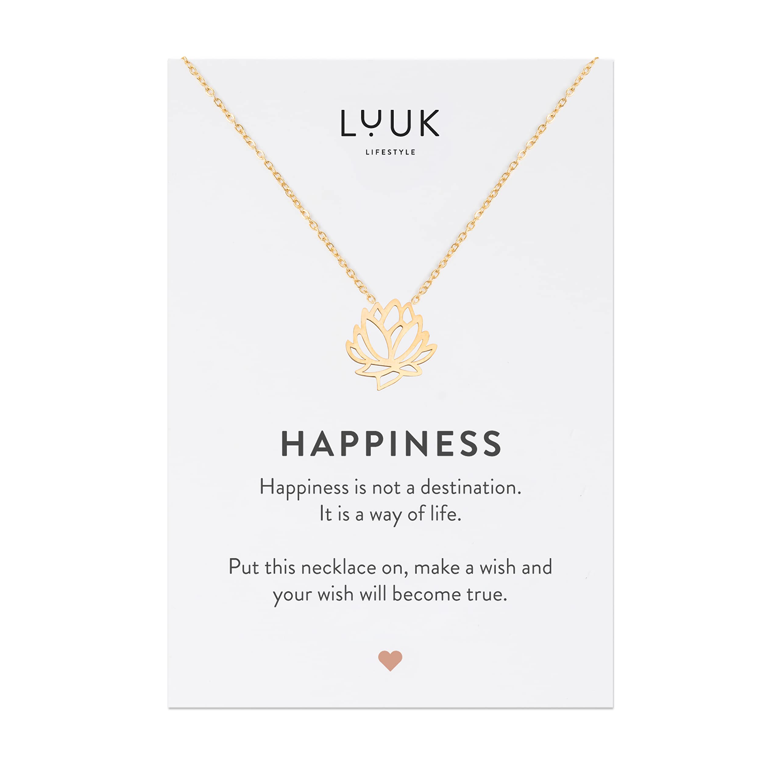 LUUK LIFESTYLE Stainless Steel Pendant Necklace for Women Waterproof 50cm Chain Modern Necklace Gift for Her Gold Lotus Flower โ image 1