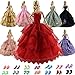 ZITA ELEMENT Lot 5 PCS Fashion Handmade Clothes Dress +10 Shoes for 11.5 Inch Doll Xmas Gift
