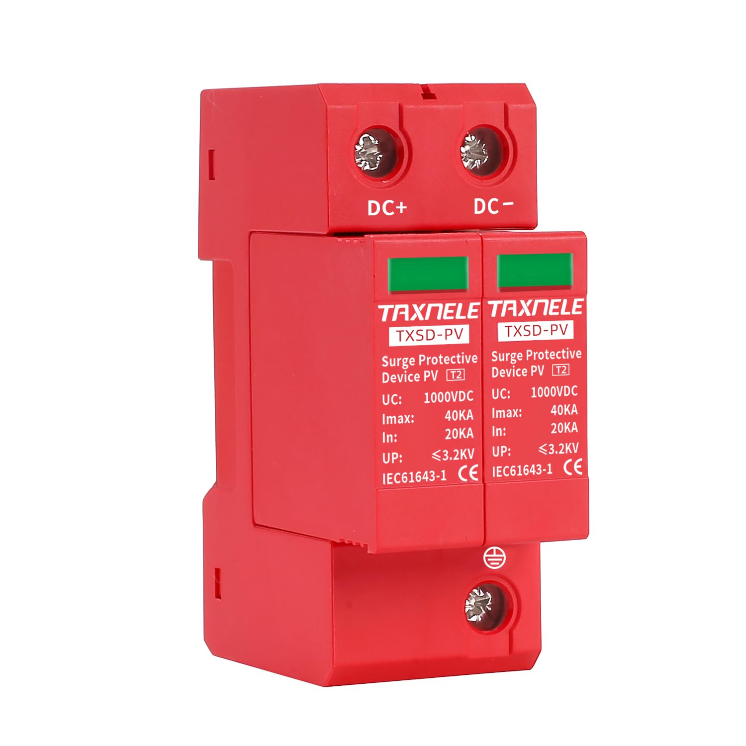 Surge Protective Arrester Device Rail Installation 2P DC SPD 1000V 600V Photovoltaic Lightning Protector House Surge Protective Low-Voltage Arrester Device 40KA (DC 800V)