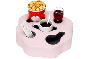 IGOHEALS Couch Cup Holder Pillow-Sofa Cup Holder for Bed, Rv, Tv, Car, Man Cave, Backseat |Remote, Drinks, Snacks Tray Organizer Caddy Cupholder (Flower-PU Pink)