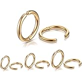 8 Pieces Clip on Earrings Gold Non-Piercing Fake Hoops for Men Women Cool Stainless Steel Clip on Earring Unisex Hoop Ear Clips Gifts Set Four Pairs of Different Sizes