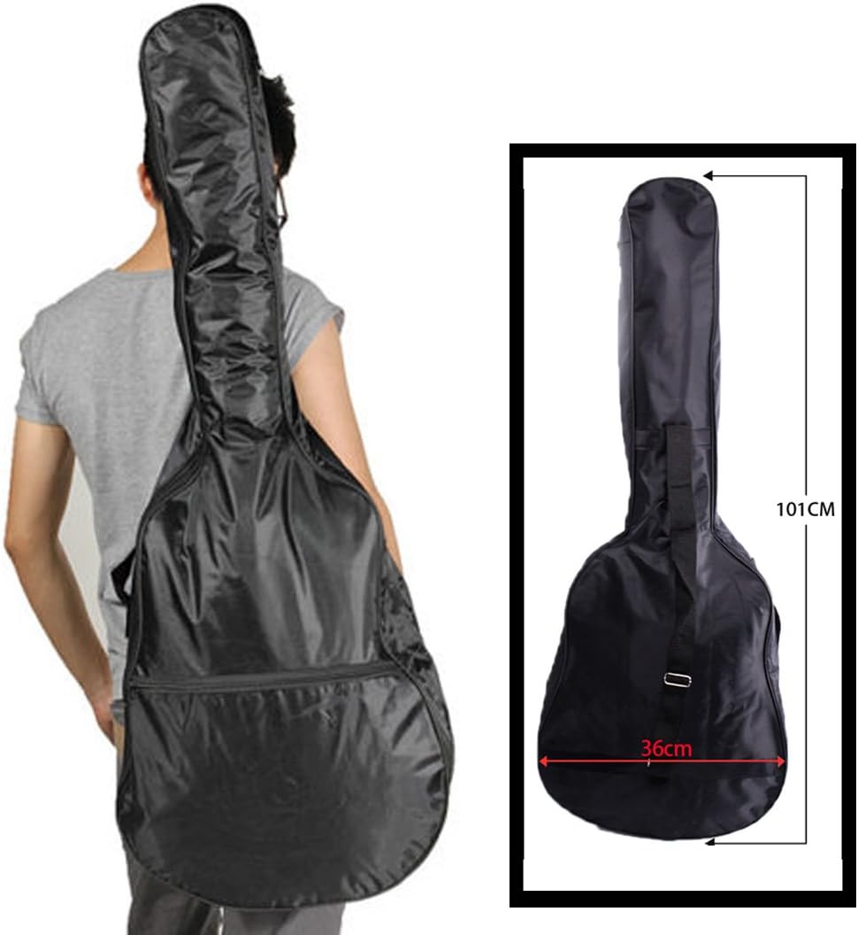 WSS - Black 38" inch Universal Guitar Student Beginner Protective Waterproof Classical Acoustic Guitar Back Shoulder Bag Carry Case Adjustable Strap
