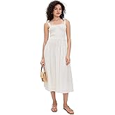 MOON RIVER Women's Adjustable Strap Shirred Midi Dress