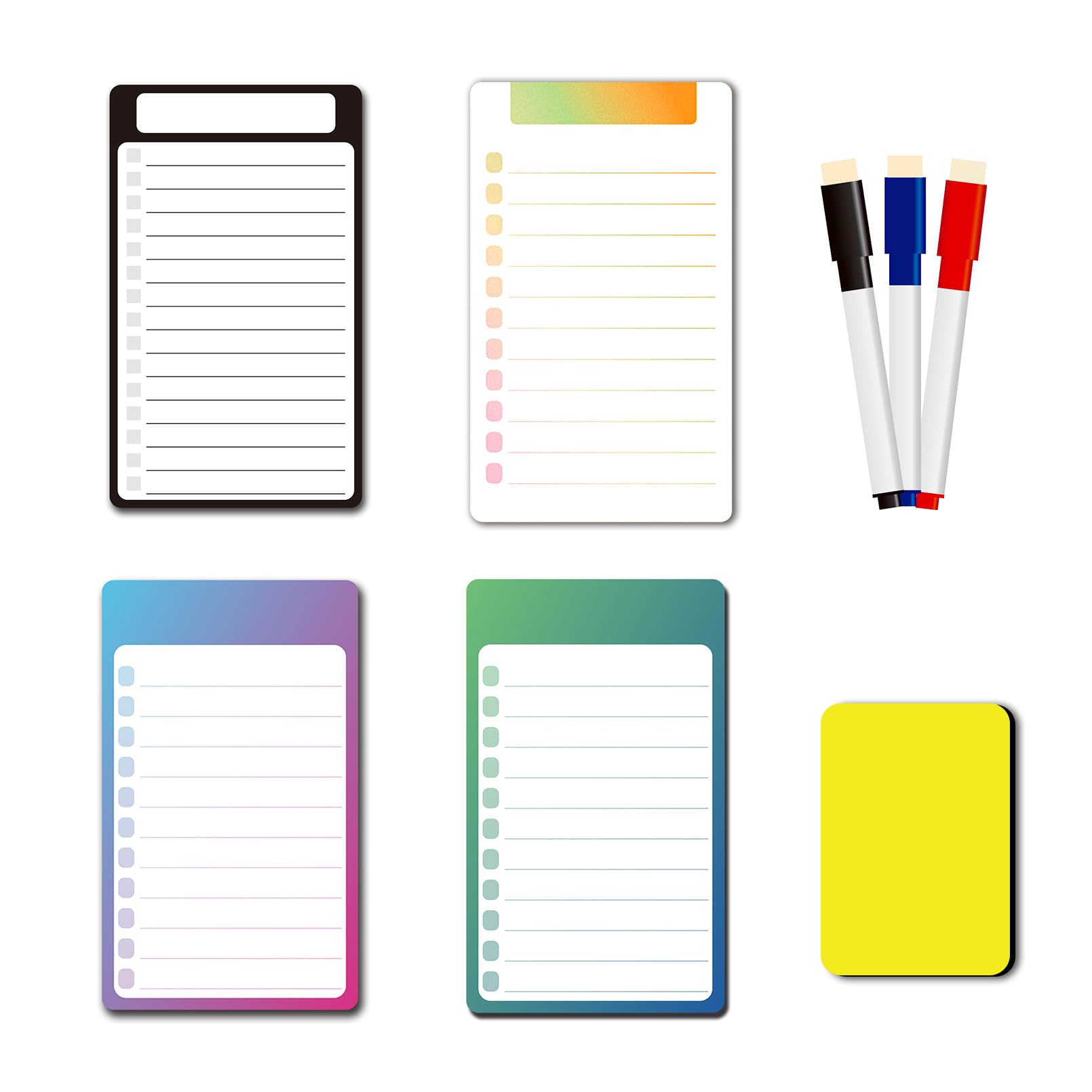 4 Pcs Magnetic Board,Magnet Board,Memo Board,Magnetic Board for Wall,4 Fridge Whiteboard Magnetic,3 Whiteboard Pens,1 Eraser Included for Memos,Notes,Lists and Menus in Home Kitchen Office