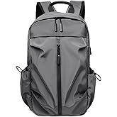 FANDARE Travel Backpack for Men Women, 20L Carry On Laptop Backpack with USB Charging Port & Luggage Strap, Water Resistant College Backpack for Work, Business, Gym, Sports, Weekend Trip Gray
