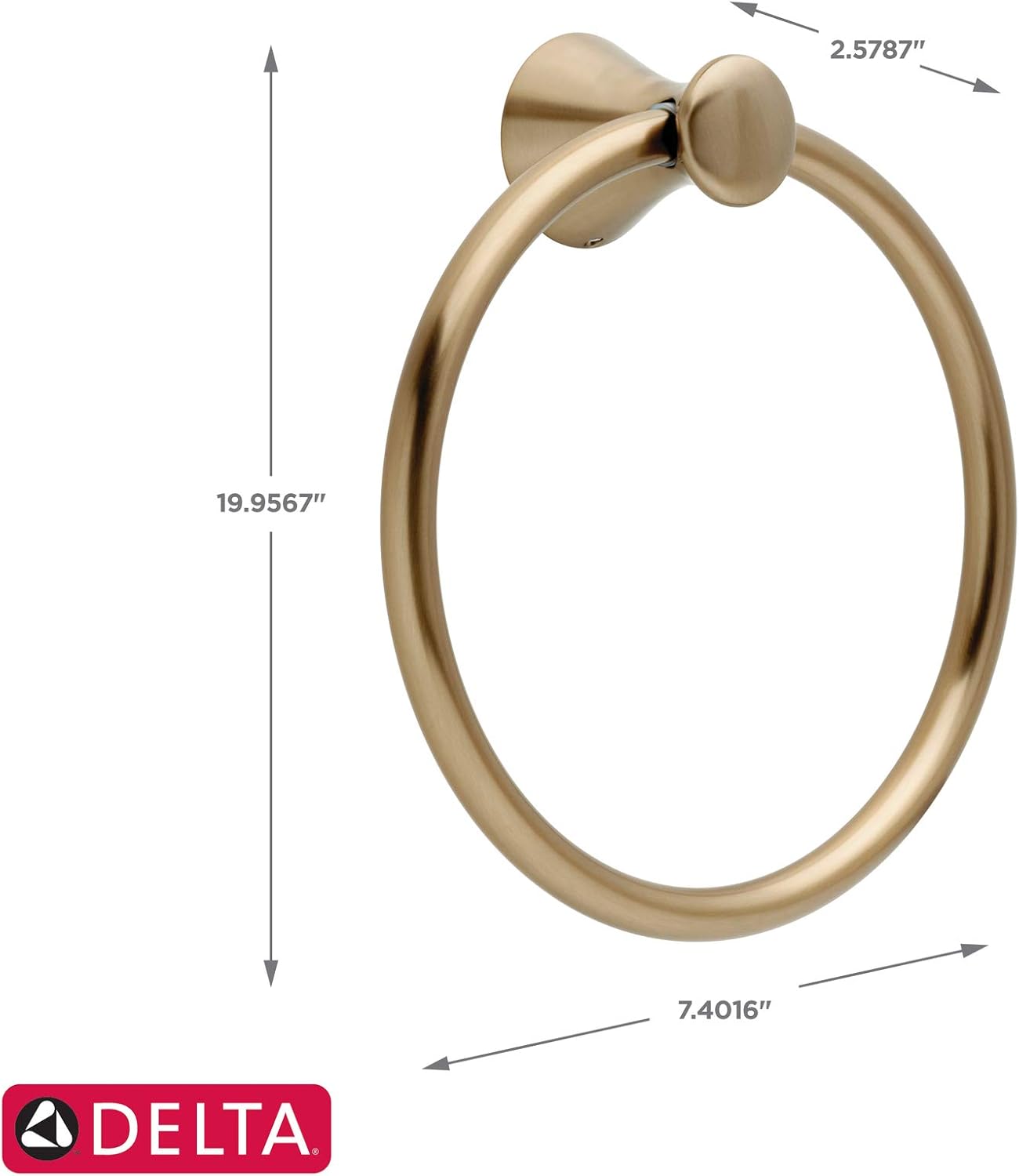 Delta Faucet Bathroom Accessories 73846-CZ Lahara Hand Towel Ring, Champagne Bronze - Faucet O Rings - 