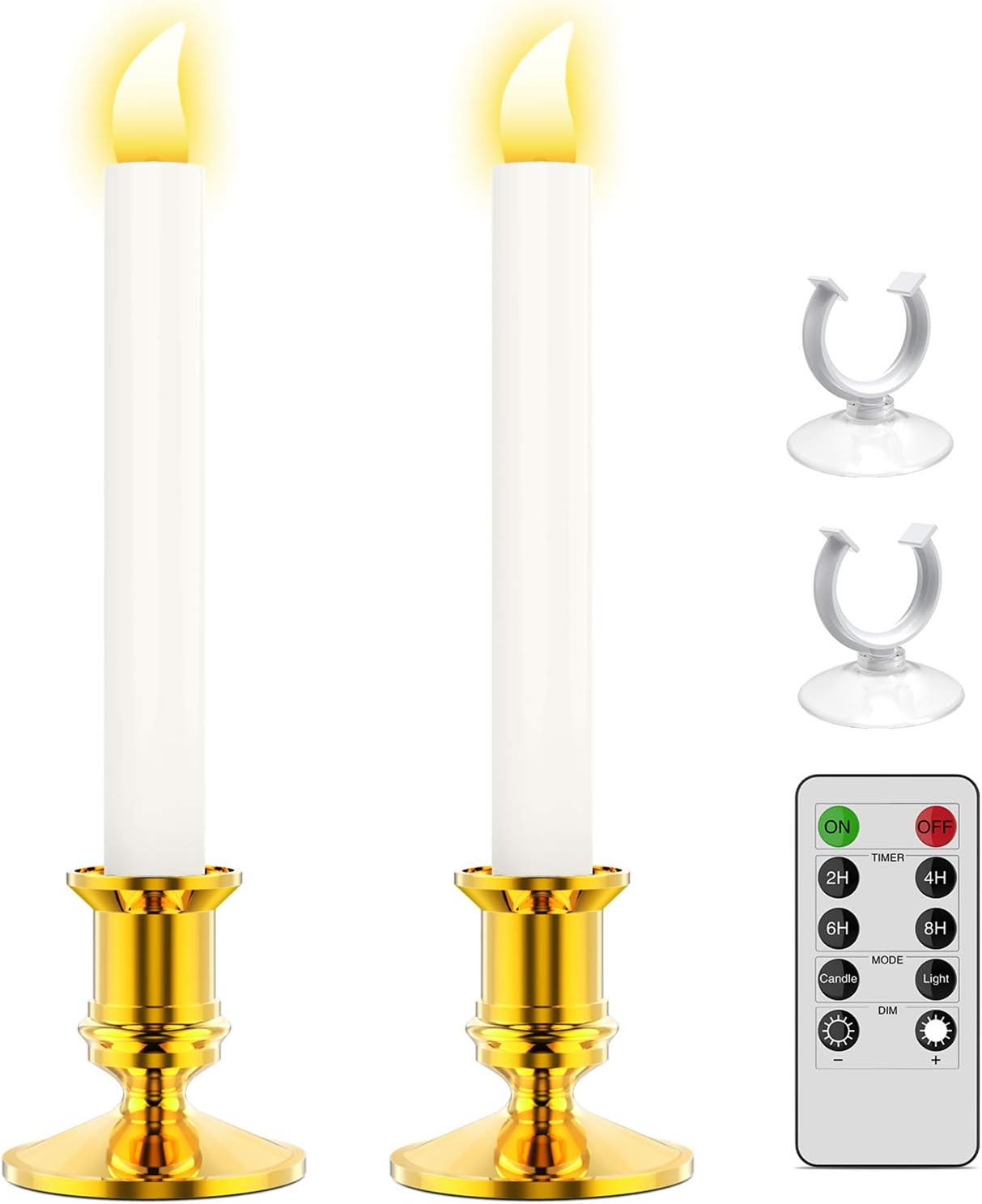 outdoor candle holder on Amazon Com Ronxs Window Candles Led Candles With Timer Outdoor Christmas Decorations Flameless Candles Battery Operated Flickering Candles With 1 Remote Controls Glod Candle Holders 2 Pcs Gold Home Kitchen