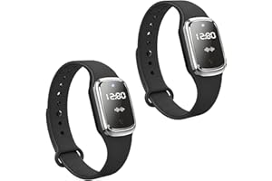 QU.SBEARY Wskvlcg Ultrasonic Mosquito Repellent Bracelet Watch with Clock Function, USB Rechargeable Anti Mosquito Repeller Wristband Suitable for Adults and Kids Mosquito Insect Repellent Band (2 Pack,Black)