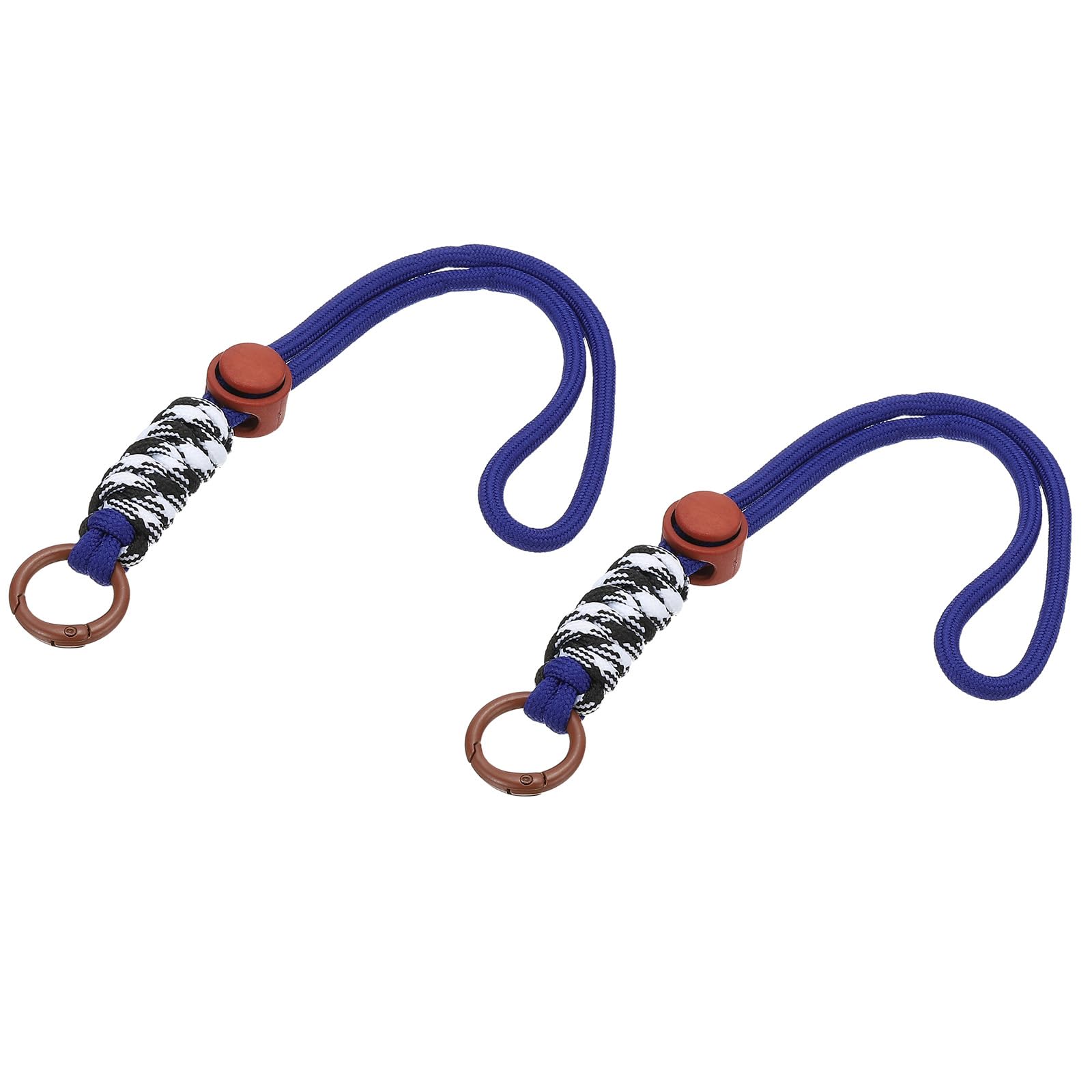 PATIKIL Paracord Lanyard Keychain, 2Pcs Cell Phone Keychain Rope Wrist Lanyards Braided Strap with Spring Ring for Hanging Key, Wavy Design, Dark Blue, Brown, Black