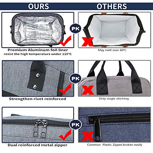 AnikSunny Insulated Lunch Bag for Women Men Reusable Large Lunch Bags Fashionable Lunch Box with Shoulder Strap for Work, School,Picnic