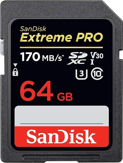 SanDisk Extreme PRO 64GB SDXC Memory Card UHS-I U3 V30 170MB/s Black