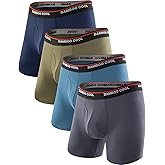 BAMBOO COOL Men's Underwear Boxer Briefs Fly with Built-in 3D Pouch Comfortable Cool Underwear for Men 4 Pack