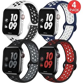 EXCHAR Sport Band Compatible with Apple Watch Band 38mm 42mm 40mm 44mm Breathable Soft Silicone Replacement Wristband Women and Men for iWatch Series 4 3 2 1 Nike+ All Various Styles
