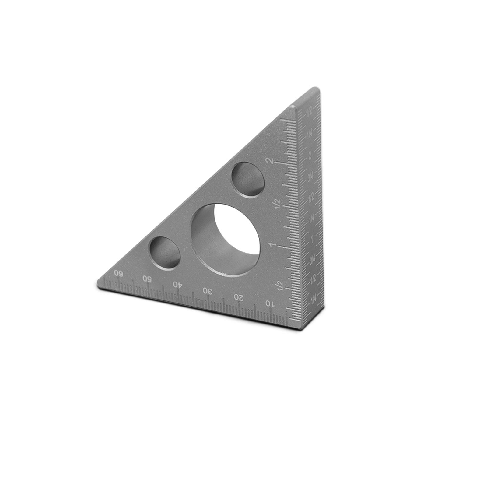 Evwoge 45 Degree Aluminum Alloy Angle Ruler Inch Metric Triangle Ruler Carpenter's Workshop Woodworking Square Multifunction Tool
