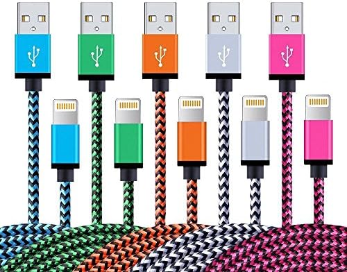 iPhone Cable,5Pack 3FT Charging Cord - Nylon Braided USB Lightning Charger for iPhone 7,SE,5,5s,6,6s,6 Plus,iPad