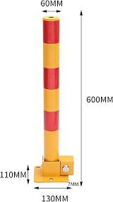 KATSU Tools Yellow Red Fold Down Parking Bollard Lockable Steel Driveway Guard view 3