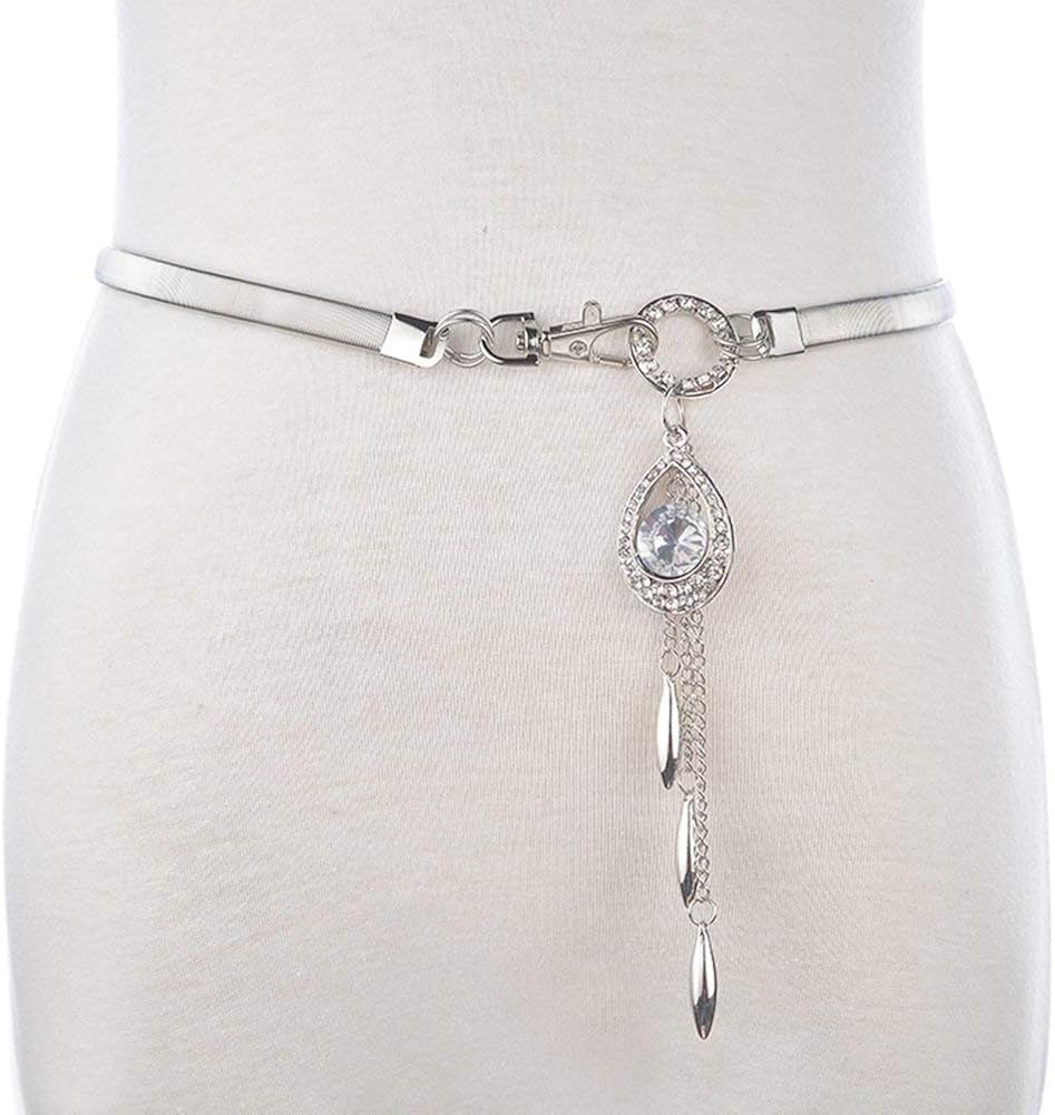 Damen Metall Gürtel Gold - Verstellbarer Kettengürtel - Elastisch Für Kleider & Röcke - 1.5cm Breite