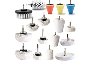 Medoon Polishing Pad Buffing Wheel Kit 17 Pack, Buffing Wheel for Drill for Metal Aluminum Stainless Steel Chrome Wood Plastic Ceramic Glass Woods Fabric Cotton Machine Jewelry etc