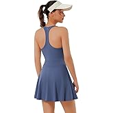 Bezioner Golf Dresses for Women Tennis Dress with Built in Shorts and Bra Pickleball Outfits Zipper Racerback Workout Dress