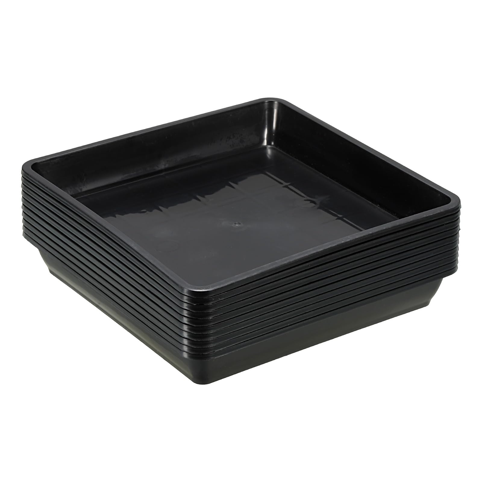 PATIKIL Plant Saucers 6 Inch, 10 Pack Square Plastic Flower Pot Thicker Plants Drip Trays for Indoor Outdoor Garden Potted, Black