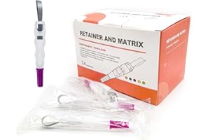 RWBATT Dental Matrix Bands, 24pcs/Box Metal Restoration Matrix-Profecto with 180° Adjustable Retainer, Sectional Contoured Matrice Roll Type Matrix Band for Crownwork (Purple)