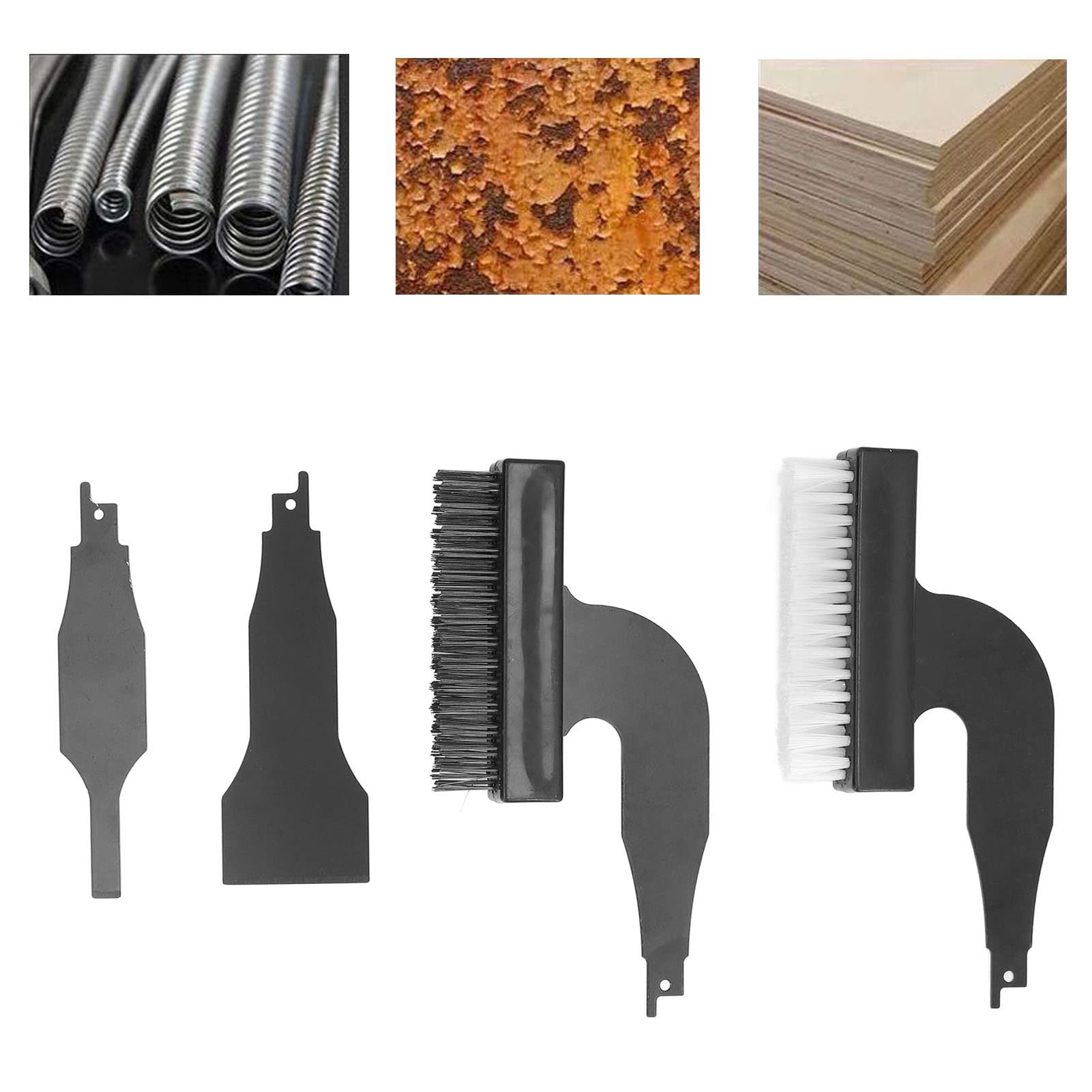 Rust Removing Tool, 4 Pcs Rust Removing Brush Shovel Set Nylon Wire Abrasive Brushes Reciprocating Blade Sabre Saw Cleaning Tool, Abrasive Cup Brushes