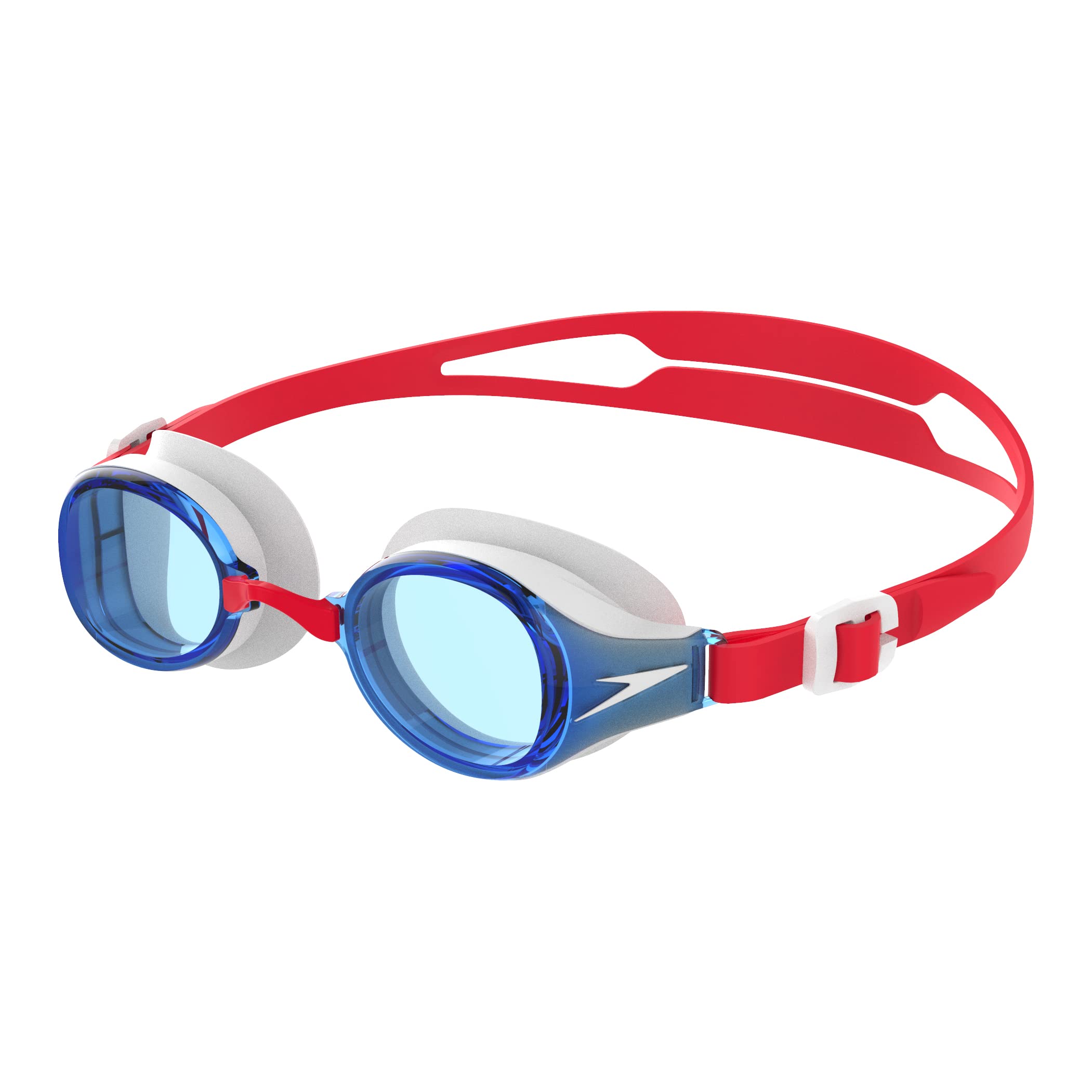 Speedo Unisex-Youth Junior Hydropure Mirror Swimming Goggles | Swim Training | Anti-fog | UV Protection, Red/White/Blue, One Size