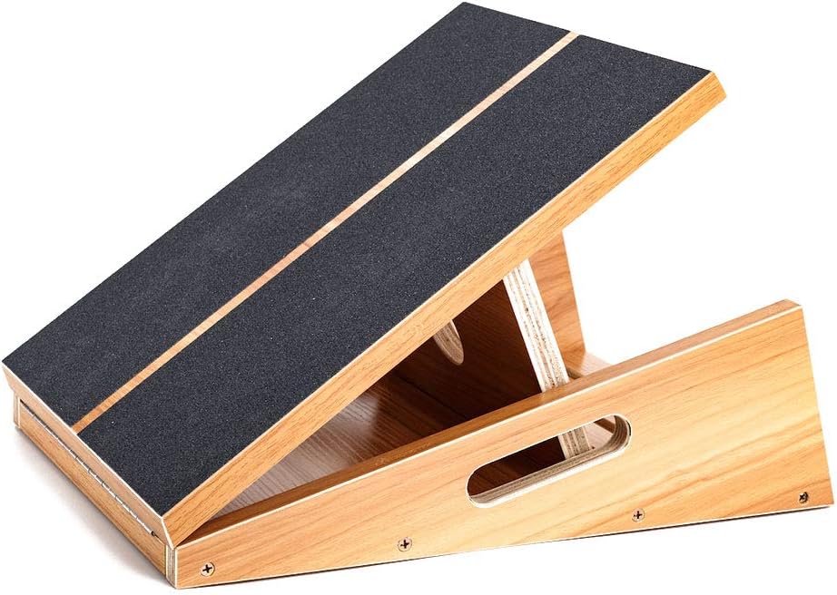 Professional Wooden Slant Board, Adjustable Incline Board and Calf Stretcher, Stretch Board - Extra Side-Handle Design for Portability