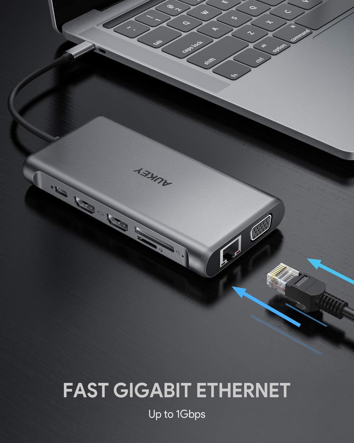 AUKEY USB C Hub 12-in-1 Type C Adapter with Ethernet, 4K HDMI,VGA,2 USB 3.0,2 USB 2.0,100W PD,USB-C Data Port and SD/TF Docking Station for MacBookPro/Air(Thunderbolt 3) and Other USB-C Laptops: Computers & Accessories