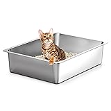 Kirecoo Stainless Steel Cat Litter Box, Small Metal