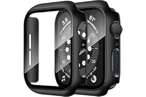 Anlinser 2 Pack Hard Case Compatible for Apple Watch Case Series 8 Series 7 45mm with Tempered Glass Screen Protector, Full P