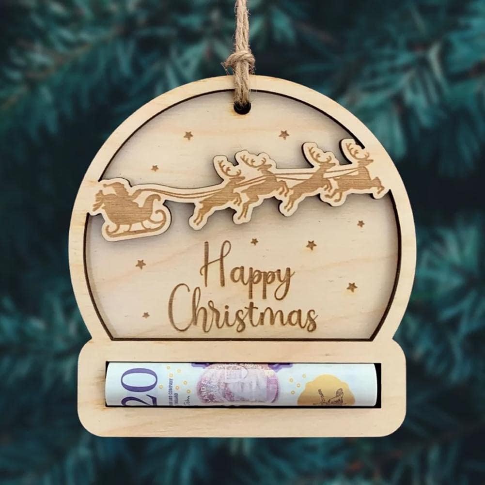 Tree Stands - Christmas Unique Money Holder for Cash Gift,Handmade Wooden Money Card Hanging Decoration,Wooden Money Mini Cake Christmas Tree Ornament