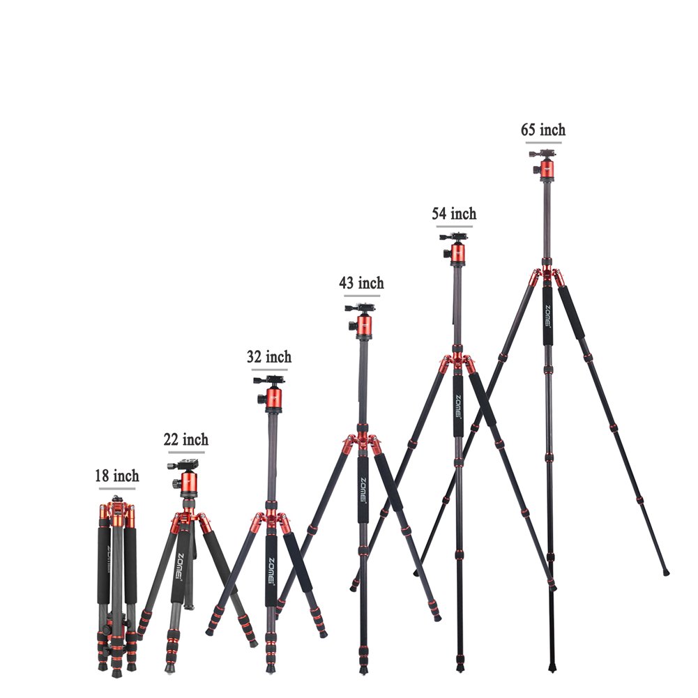 ZOMEI  Light Weight Portable Carbon Fiber Travel Complete Tripod Come With Ball Head Carry Case For Digital/Camcorder/DSLR/SLR/Video Camera, Orange