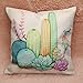 Whitelotous 18 x 18 Inch Creative Cactus Succulent Plants Cotton Linen Decorative Square Cushion Cover Throw Pillow Case Home Sofa Car Decor (2#)