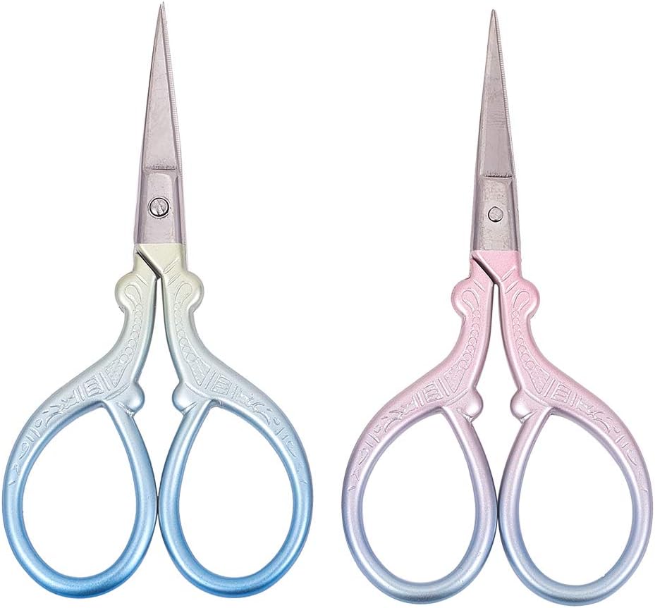 SUNNYCLUE 3.7 Inch Embroidery Needlework Scissors Stainless Steel Embroidery Scissors for Fabric Cutting Dressmaking Beard Nose Trimming