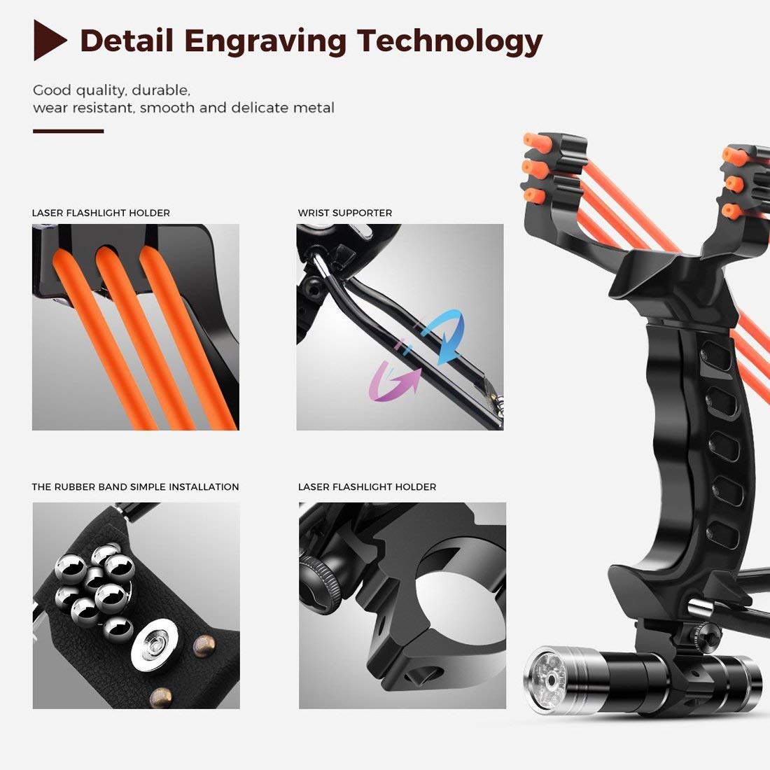 ucho Professional Slingshot Set, Y Shot Slingshot, Wrist Rocket Slingshot with 2 High Velocity Catapult 3-Band Rubber Band （100 Ammo） Powerful Accurate Shooting for Outdoor Hunting