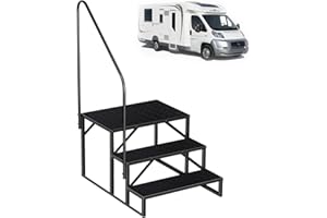 FRUYYZL Hot Tub Steps with Handrail｜3 Step RV Steps｜Update 3.0 Outdoor RV Stair with Anti-Slip Pedals｜RV Ladders for Travel Trailers｜Heavy Duty Mobile Home Steps for Camper, Porch, Spa