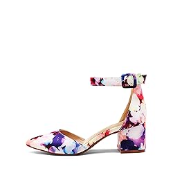 DREAM PAIRS Womens Low Heel Pump Shoes, Floral