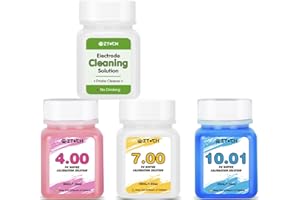 EZTOCH pH Meter Calibration Solution, pH Buffer 4,00 7,00 and 10,01 Solution Kit with pH Electrode Cleaning Solution*1, Each 50ml (1.69fl oz) for Water, Pool, Soil, Food pH Meters, pH Probe