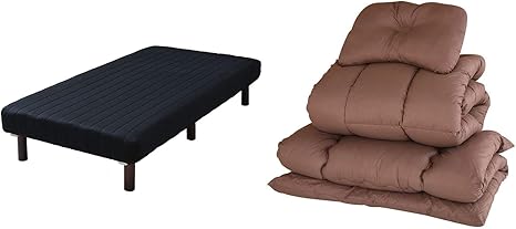Amazon Co Jp セット買い 山善 脚付きマットレス シングルベッド ブラック 布団セット 4点 シングル 掛け布団 敷き布団 枕 収納ケース ブラウン ホーム キッチン
