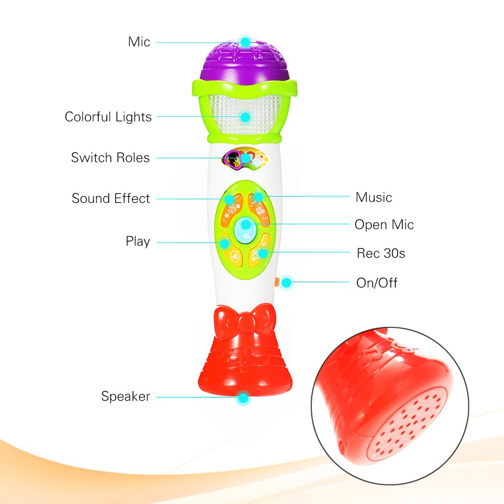ThinkMax Kids Voice Changing and Recording Microphone with Colorful Light Musical Toys
