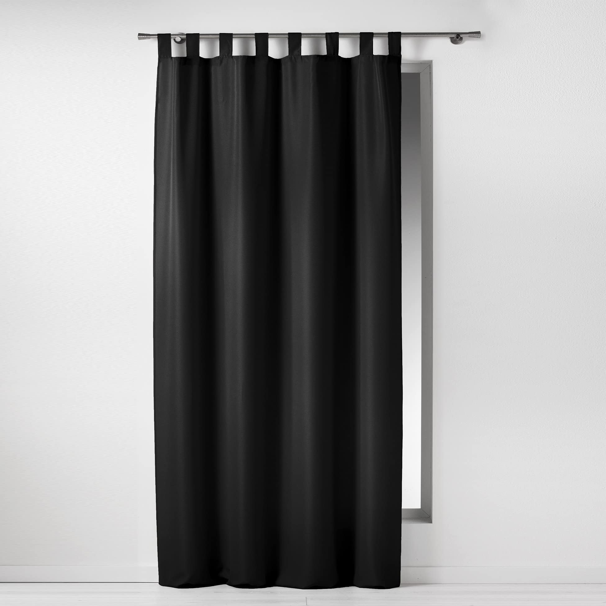 Douceur D'Interieur 140 x 260 cm Curtain Loops Plain Polyester Essentiel Noir