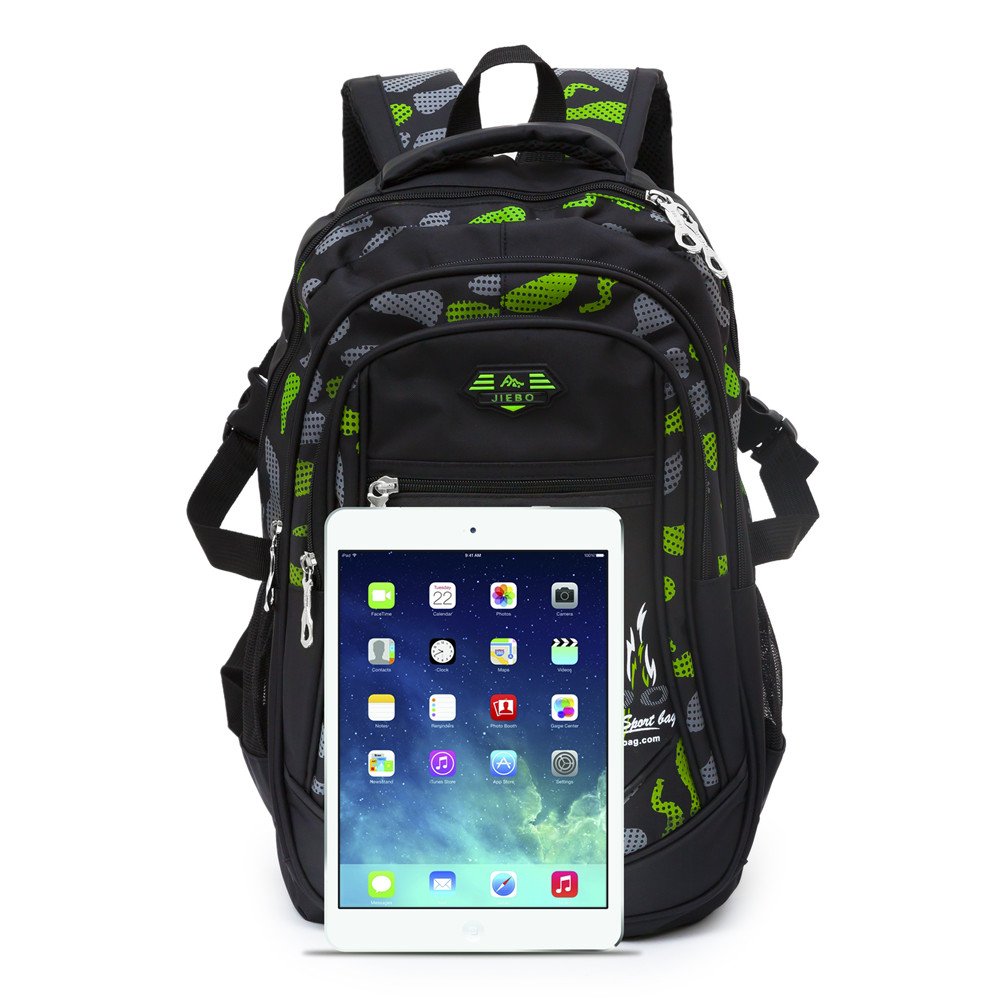 Backpack Boys Elementary School Bookbag Durable Heavy Duty Student Teenage Sturdy Kids Travel Waterproof Big (Green) Large
