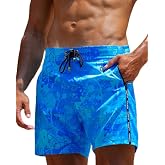 Tucann Men's Trunks 5" Compression Liner Quick Dry Chlorine Resistant | Zipper Pocket - 4 Way Stretch Printed Swim Shorts