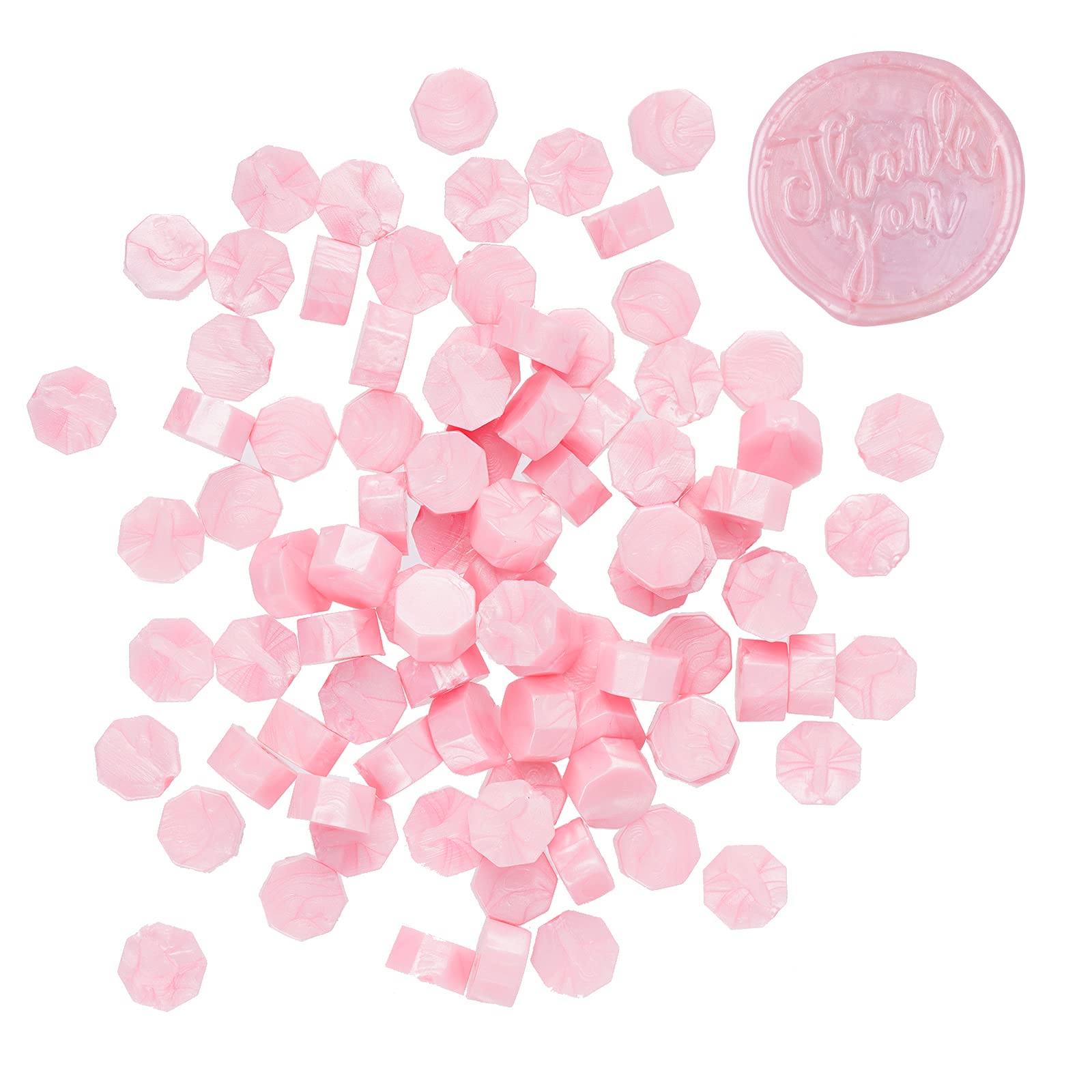 WARFEL 102 Pieces Octagon Wax Seal Beads, Premium Sealing Wax Beads for Letters Certificates Valentine’s Day Cards Wedding Invitations Gift Wrapping Christmas Card Sealing (Metallic Pink)