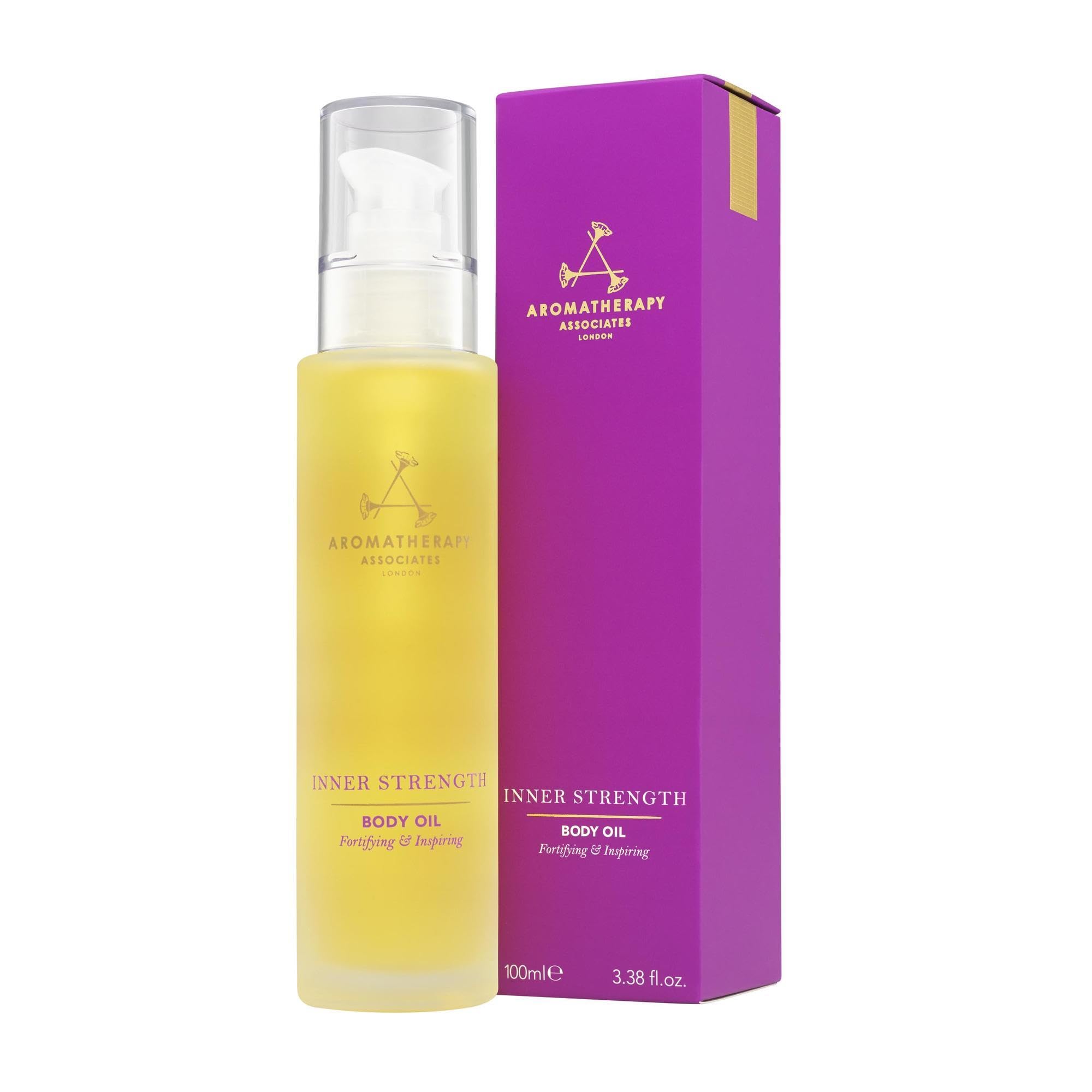 Aromatherapy Associates Body Oil 100 ml - Enriched with Jojoba and Peach Kernel Oils, Soothing Clary Sage, Purest Geranium, Benefits Anxiety - Spa Massage Oil, Luxury Body Treatment, Mood Boosting