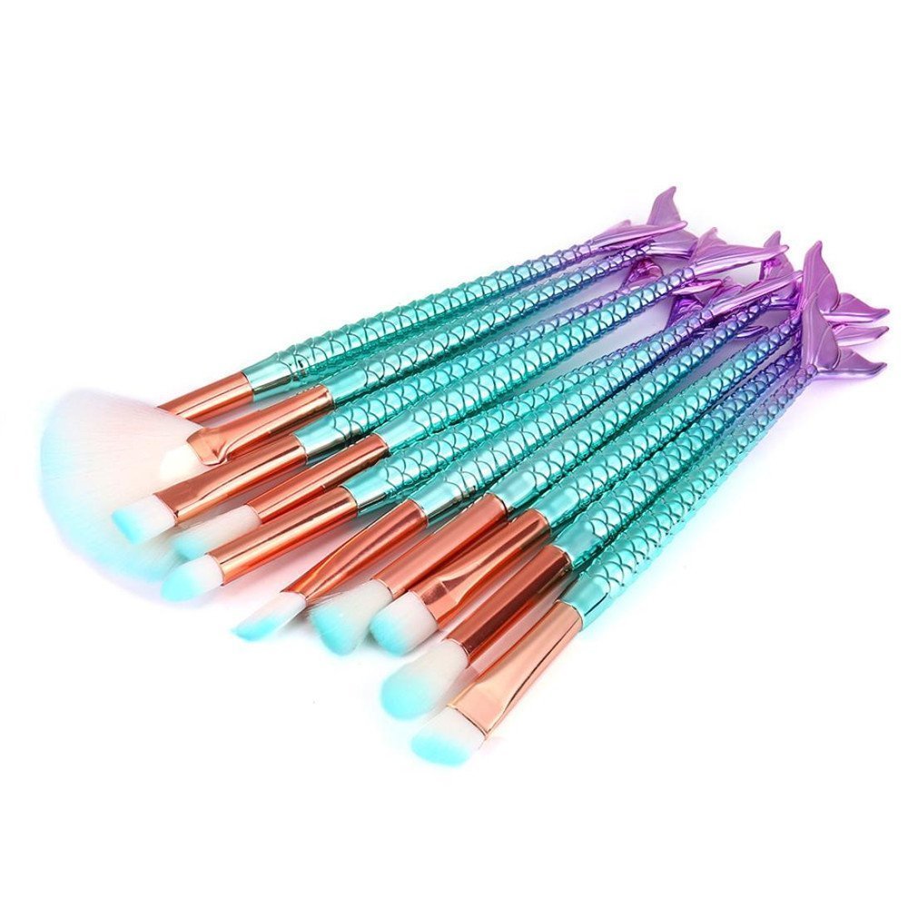 Eye Shadow Brush Set Unicorn 10Pcs Eye Makeup Brushes for Shading or Blending of Eyeshadow Cream Powder Eyebrow Highlighter Concealer Cosmetics Brush Tool: Beauty