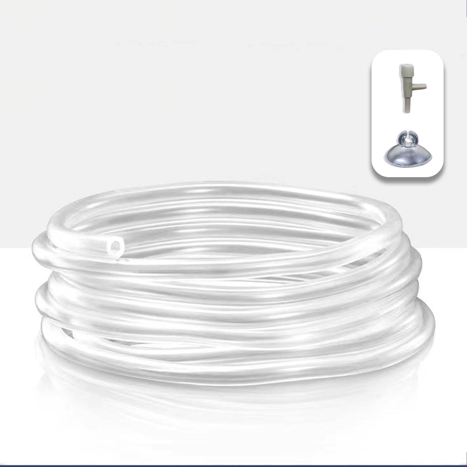 SUAOEO 5 Metre Aquarium Air Hose Kit with Control Valve, Suction Cups, Air Pump Oxygen Standard Hose for Accessories for Aquarium Pumps