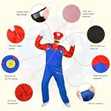 Aomig Mario Costumes 4 Pack Cosplay Accessories Kit Bodysuit Hat Mustache Gloves view 3